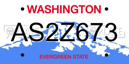 AS2Z673 Washington License Plate