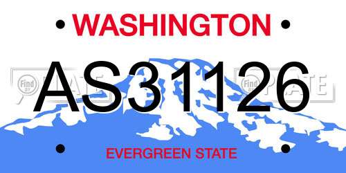 AS31126 Washington License Plate
