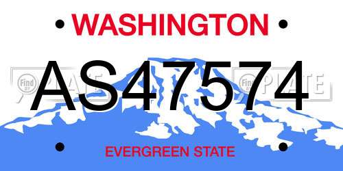 AS47574 Washington License Plate