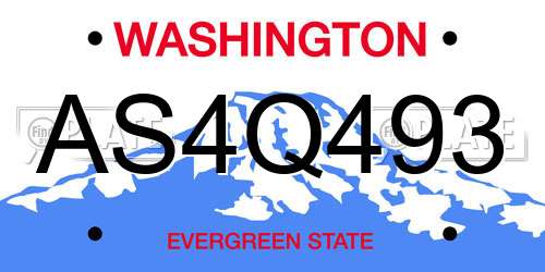 AS4Q493 Washington License Plate