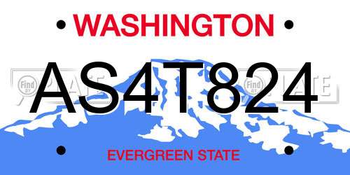 AS4T824 Washington License Plate