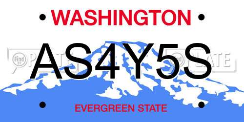 AS4Y5S Washington License Plate