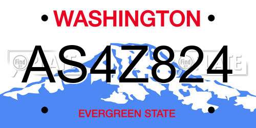 AS4Z824 Washington License Plate