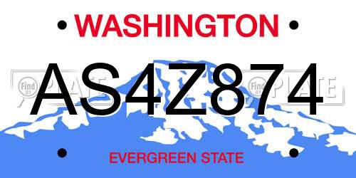 AS4Z874 Washington License Plate