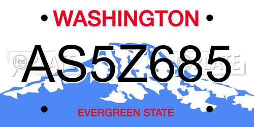 AS5Z685 Washington License Plate