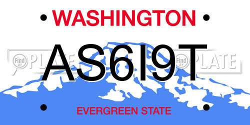 AS6I9T Washington License Plate