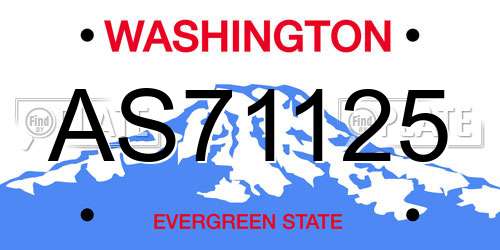 AS71125 Washington License Plate