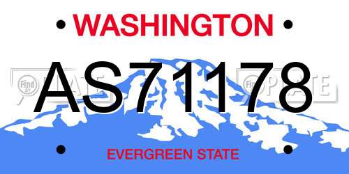 AS71178 Washington License Plate