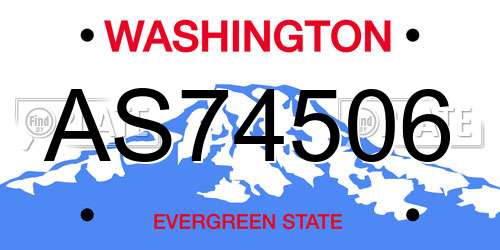AS74506 Washington License Plate