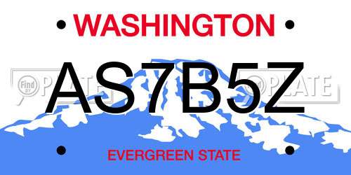 AS7B5Z Washington License Plate