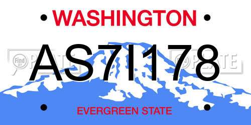 AS7I178 Washington License Plate