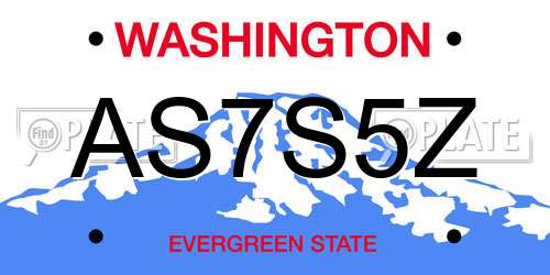 AS7S5Z Washington License Plate