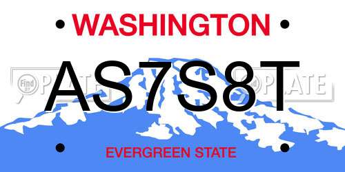 AS7S8T Washington License Plate