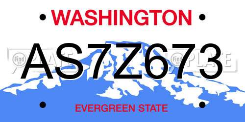 AS7Z673 Washington License Plate
