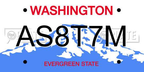 AS8T7M Washington License Plate