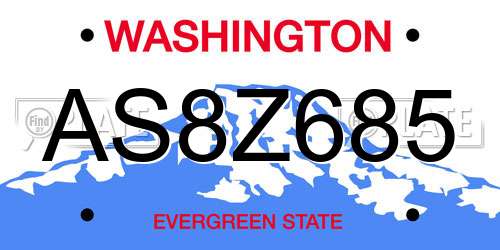 AS8Z685 Washington License Plate