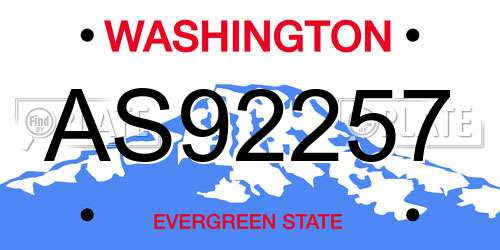 AS92257 Washington License Plate