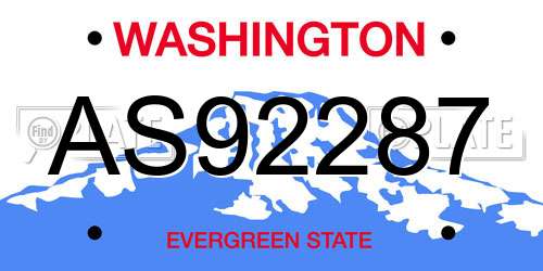 AS92287 Washington License Plate