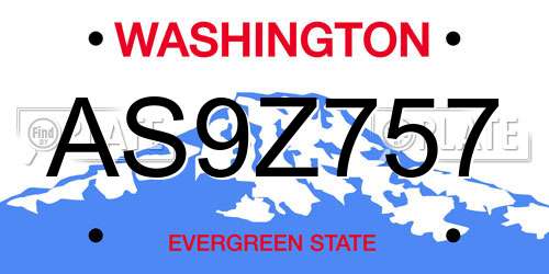 AS9Z757 Washington License Plate