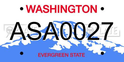 ASA0027 Washington License Plate