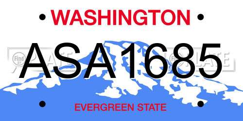 ASA1685 Washington License Plate