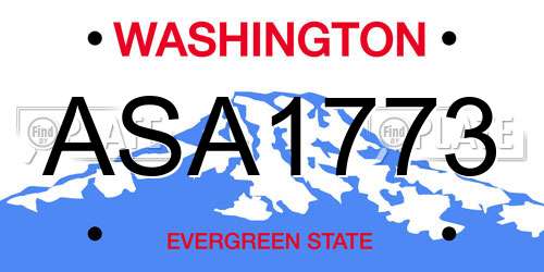 ASA1773 Washington License Plate