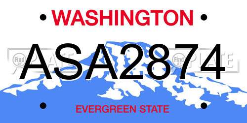 ASA2874 Washington License Plate