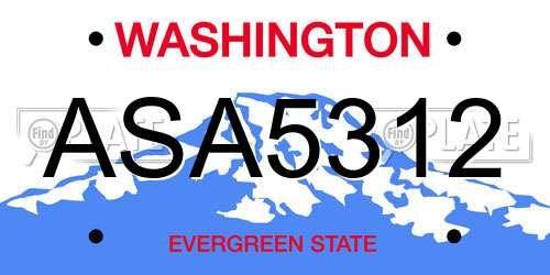 ASA5312 Washington License Plate
