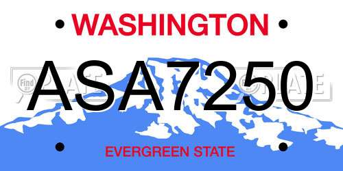 ASA7250 Washington License Plate