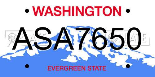 ASA7650 Washington License Plate