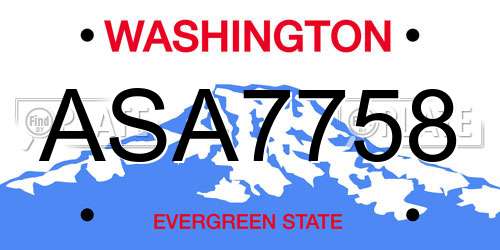 ASA7758 Washington License Plate