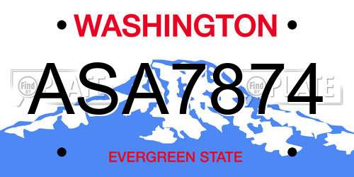 ASA7874 Washington License Plate