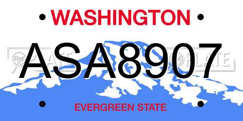 ASA8907 Washington License Plate