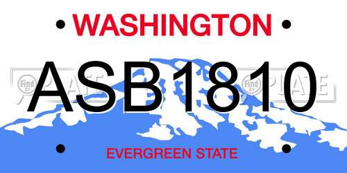 ASB1810 Washington License Plate