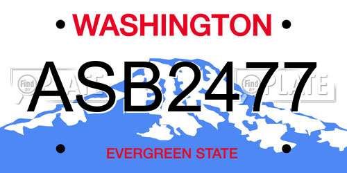 ASB2477 Washington License Plate