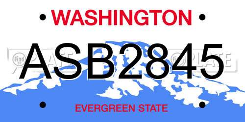 ASB2845 Washington License Plate