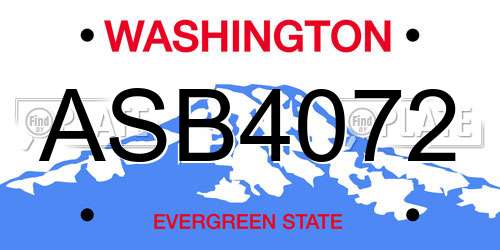 ASB4072 Washington License Plate
