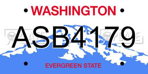 ASB4179 Washington License Plate