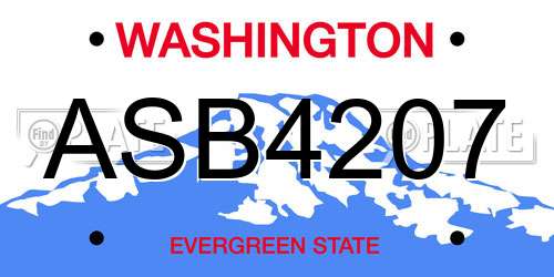ASB4207 Washington License Plate