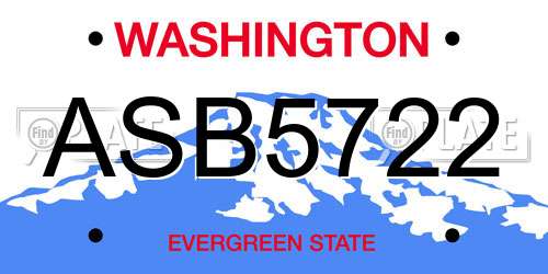 ASB5722 Washington License Plate