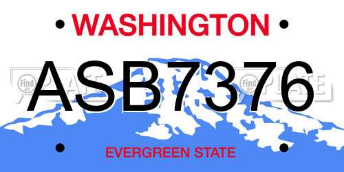 ASB7376 Washington License Plate