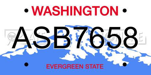 ASB7658 Washington License Plate