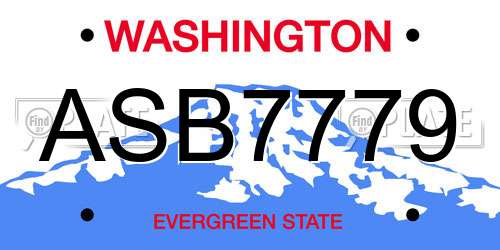 ASB7779 Washington License Plate