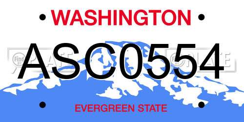 ASC0554 Washington License Plate