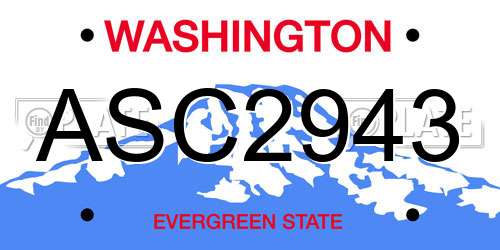 ASC2943 Washington License Plate