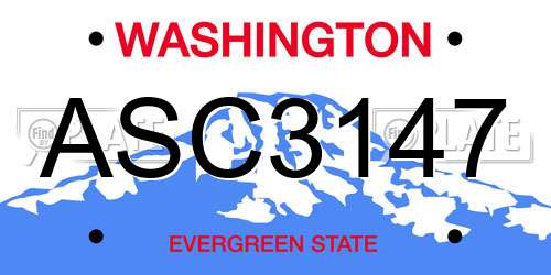 ASC3147 Washington License Plate