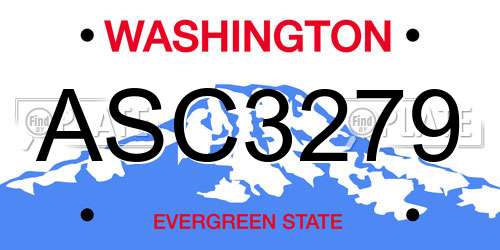 ASC3279 Washington License Plate