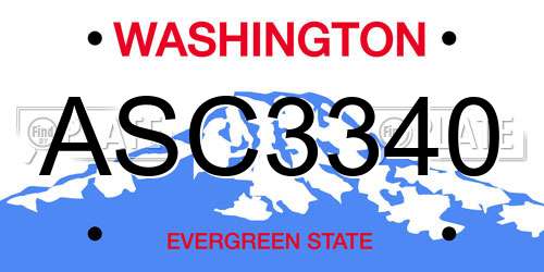 ASC3340 Washington License Plate
