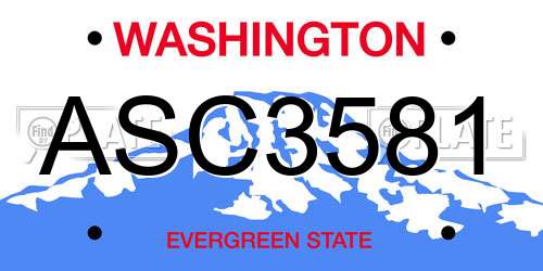 ASC3581 Washington License Plate