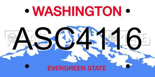 ASC4116 Washington License Plate